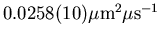 $0.0258(10) \mu \mbox{m}^{2} \mu \mbox{s}^{-1}$