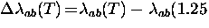 $\Delta \lambda_{ab} (T) \! = \! \lambda_{ab} (T) - \lambda_{ab}(1.25$